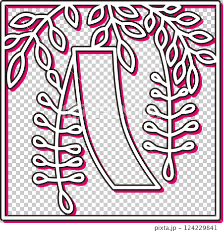 カラーシャドウ正方形シンプル花札　卯月　藤　赤短　4月　藤に赤短 124229841