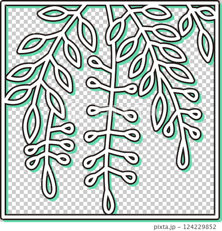 カラーシャドウ正方形シンプル花札　卯月　藤　4月　藤のカス 124229852