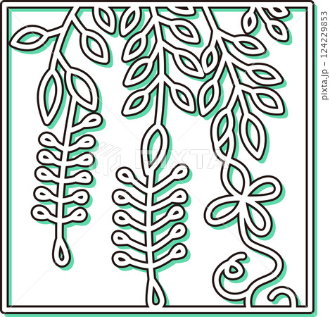 カラーシャドウ正方形シンプル花札 卯月 藤 4月 藤のカス カラーシャドウ正方形シンプル花札 卯月 藤 4月 藤のカス 124229853