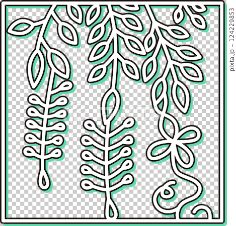 カラーシャドウ正方形シンプル花札 卯月 藤 4月 藤のカス カラーシャドウ正方形シンプル花札 卯月 藤 4月 藤のカス 124229853