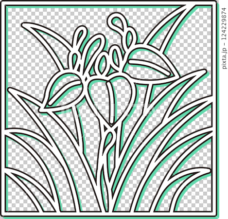 カラーシャドウ正方形シンプル花札　菖蒲　杜若　皐月　5月　菖蒲のカス 124229874