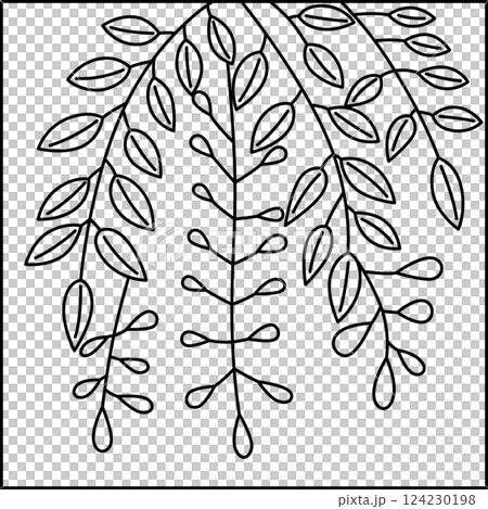 線画正方形花札　卯月　藤　4月　藤のカス 124230198