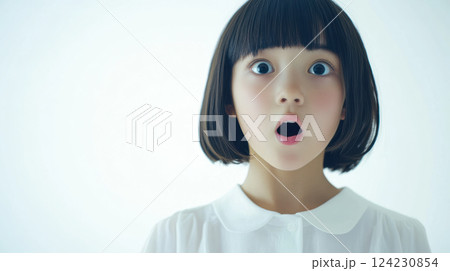 驚いた顔の少女 124230854
