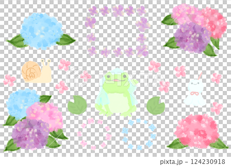 A set of cute watercolor illustrations related to the rainy season 124230918