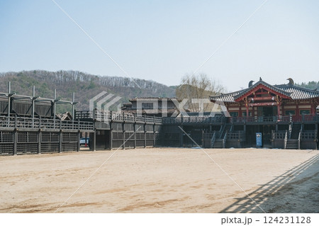 Ancient Korean Architectural Scenery on daytime Ancient Korean Architectural Scenery on daytime 124231128