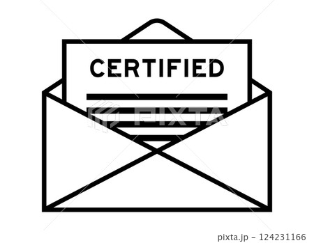 Envelope and letter sign with word certified as the headline 124231166