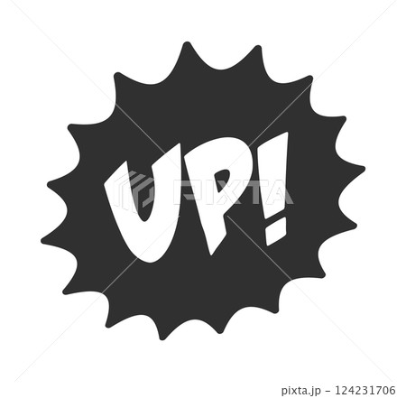 UP! の文字とギザギザの赤いフレームのイラスト素材 - アメコミ風デザインのPOP素材 UP! の文字とギザギザの赤いフレームのイラスト素材 - アメコミ風デザインのPOP素材 124231706
