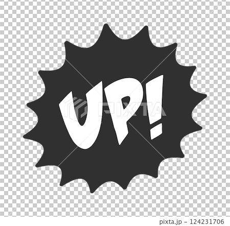 UP! の文字とギザギザの赤いフレームのイラスト素材 - アメコミ風デザインのPOP素材 UP! の文字とギザギザの赤いフレームのイラスト素材 - アメコミ風デザインのPOP素材 124231706