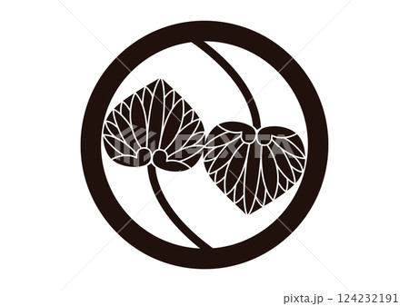 丸に二つ巴葵 124232191