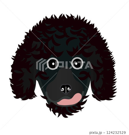 黒いプードルの顔イラスト 124232529