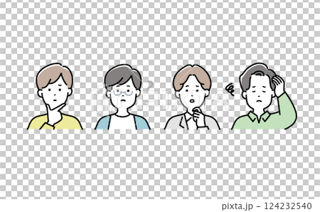 Vector illustration set of a worried man 124232540