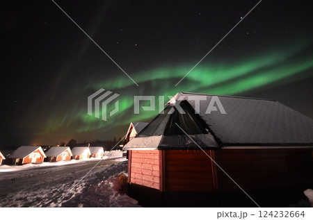 Inari, Finland, is located within the Arctic Circle and has a high chance of seeing the Northern Lights. 124232664