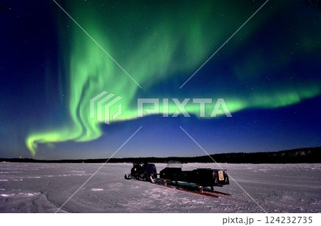 Inari, Finland, is located within the Arctic Circle and has a high chance of seeing the Northern Lights. 124232735