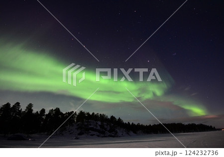 Inari, Finland, is located within the Arctic Circle and has a high chance of seeing the Northern Lights. 124232736
