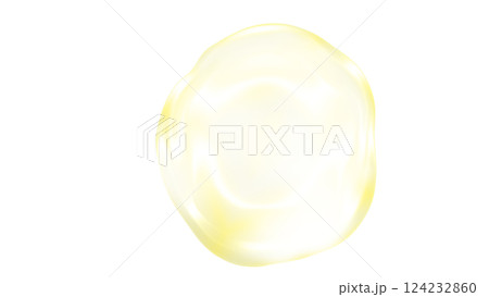バブル　ジェル状　透明png　黄色イラスト水滴　球体フレーム背景 124232860