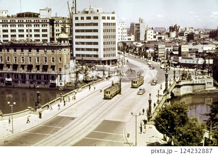 古写真　1956年　東京　日本橋のパノラマ 124232887