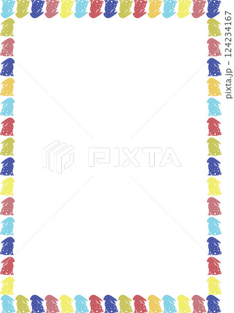 Easter rabbit in an empty frame. Easter bunny empty square template. Spring Easter bunny rabbit silhouettes 124234167