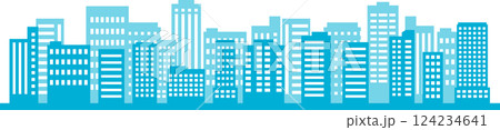 高層ビルが建ち並ぶビジネス街・都会の街並みのイラスト1 124234641