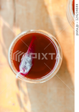Red tea o in the small clear glass Red tea o in the small clear glass 124234644