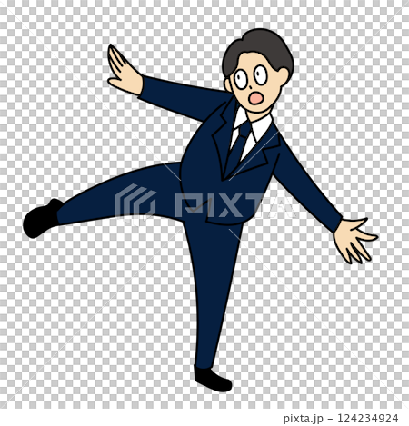 回避ポーズのスーツを着た男性のイラスト 124234924