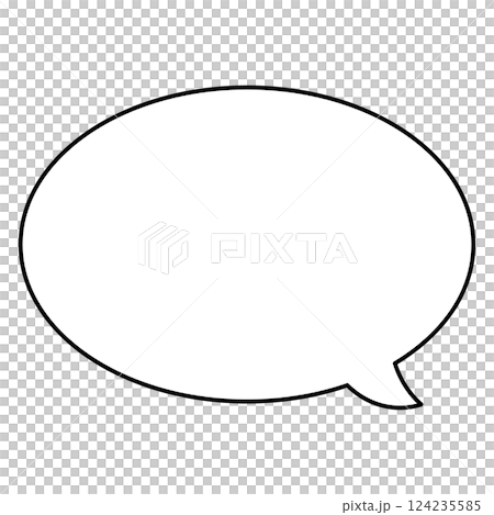 シンプルな吹き出しのイラスト　横長　楕円形 124235585