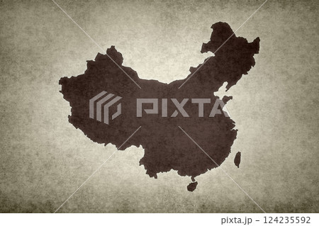 Map of China on a paper 124235592