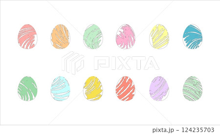 Easter eggs in colored sketchy strokes 124235703