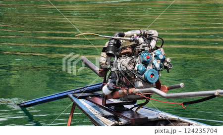 A large diesel engine for a long-tail boat used in express passenger transport 124235704