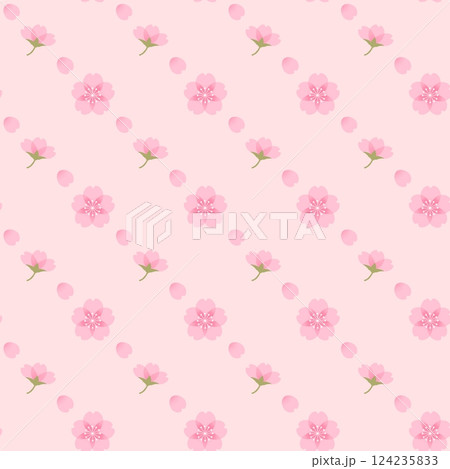 桜のシームレスパターン 背景素材 桜の花 春 ピンク 桜のシームレスパターン 背景素材 桜の花 春 ピンク 124235833