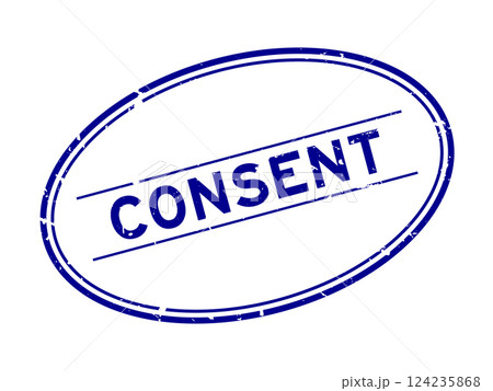 Grunge blue consent word oval rubber seal stamp on white background Grunge blue consent word oval rubber seal stamp on white background 124235868