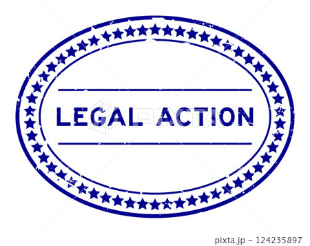 Grunge blue legal action word oval rubber seal stamp on white background 124235897