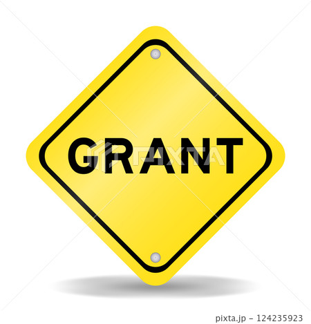 Yellow color transportation sign with word grant on white background 124235923