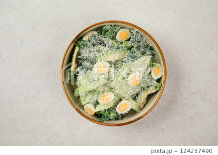 Portion of healthy avocado green salad Portion of healthy avocado green salad 124237490