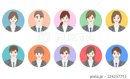 スーツを着た男女のアイコンのイラストセット 124237751