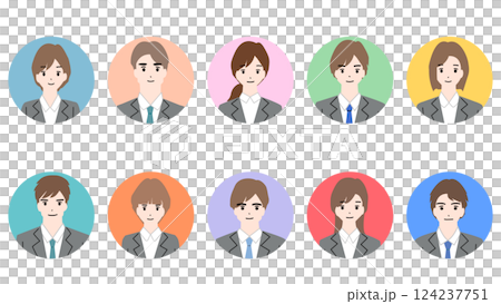 スーツを着た男女のアイコンのイラストセット 124237751