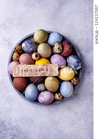 Easter eggs paint with natural dye Easter eggs paint with natural dye 124237887