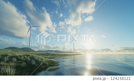 Sustainable Coastal Landscapes Wind Turbines in Daylight Photography Sustainable Coastal Landscapes Wind Turbines in Daylight Photography 124238122