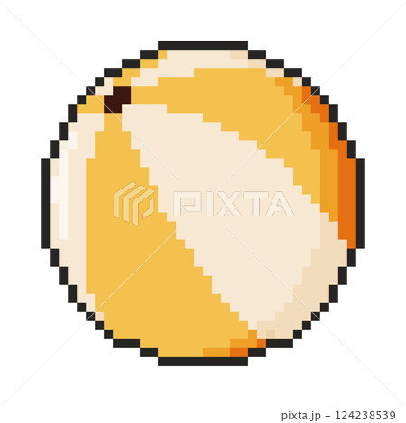 8 bit beach ball icon. Pixel art object. Retro 80s,90s video game graphics. 8 bit beach ball icon. Pixel art object. Retro 80s,90s video game graphics. 124238539