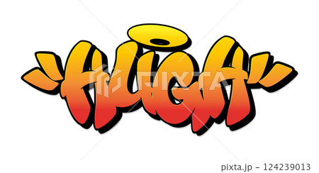 Hugh name in graffiti style. Vector illustration. 124239013