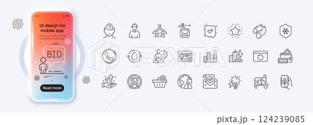 Psychology, Metro subway and Auction line icons for web app. Phone mockup gradient screen. Pack of Graph chart, Money wallet, Night city pictogram icons. Vector Psychology, Metro subway and Auction line icons for web app. Phone mockup gradient screen. Pack of Graph chart, Money wallet, Night city pictogram icons. Vector 124239085