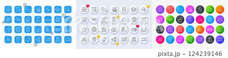 Waterproof, Gears and Stars line icons. Square, Gradient, Pin 3d buttons. AI, QA and map pin icons. Pack of Charging cable, Fake news, Smartphone broken icon. Vector Waterproof, Gears and Stars line icons. Square, Gradient, Pin 3d buttons. AI, QA and map pin icons. Pack of Charging cable, Fake news, Smartphone broken icon. Vector 124239146