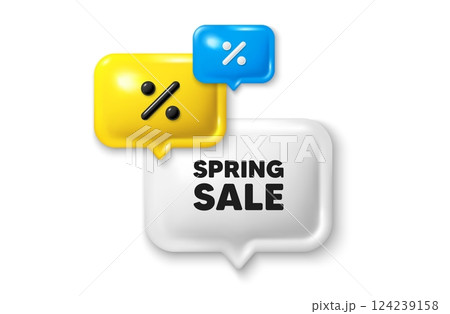 Discount speech bubble offer 3d icon. Spring Sale tag. Special offer price sign. Advertising Discounts symbol. Spring sale discount offer. Speech bubble sale banner. Discount balloon. Vector 124239158