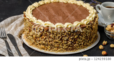 Homemade Kyiv cake. The known ukrainian bakery products . Selective focus. Homemade Kyiv cake. The known ukrainian bakery products . Selective focus. 124239180