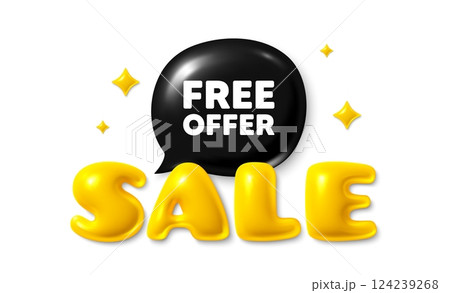 Sale text 3d banner with chat bubble. Free offer tag. Special offer sign. Sale promotion symbol. Free offer chat message. 3d speech bubble offer banner. Sale text balloon. Vector Sale text 3d banner with chat bubble. Free offer tag. Special offer sign. Sale promotion symbol. Free offer chat message. 3d speech bubble offer banner. Sale text balloon. Vector 124239268