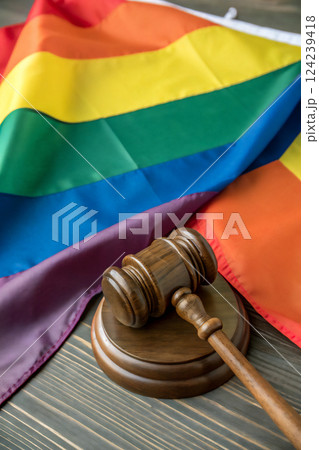 公正な社会へ、LGBTQ+の権利。多様性の尊重、法の下の平等。 公正な社会へ、LGBTQ+の権利。多様性の尊重、法の下の平等。 124239418