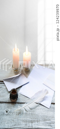 Envelope and paper with pen on the table Envelope and paper with pen on the table 124239970