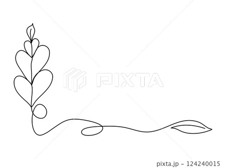 Romanic corner frame, one line drawing vector illustration. Romanic corner frame, one line drawing vector illustration. 124240015
