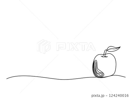 Apple. One line drawing vector illustration. 124240016