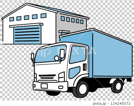 倉庫和卡車向量插圖 124240572