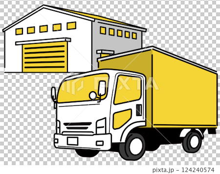 倉庫和卡車向量插圖 124240574